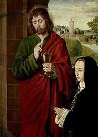 Anne de Beaujeu, Herzogin von Bourbon, und Johannes der Evangelist. from Hey, Jean  Meister von Moulins