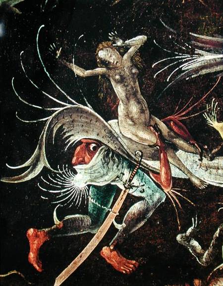 The Last Judgement, detail of a Woman being Carried Along by a Demon from Hieronymus Bosch