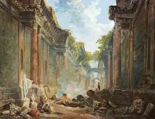 Phantastische Ansicht der grossen Galerie des Louvre als Ruine (II) from Hubert Robert