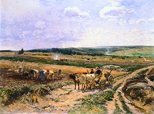 Kartoffelernte in weiter Landschaft. from Hugo Mühlig