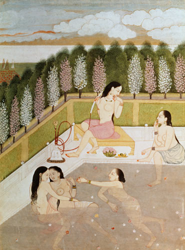 Girls Bathing, Pahari Style, Kangra School, Himachel Pradesh from Indian School