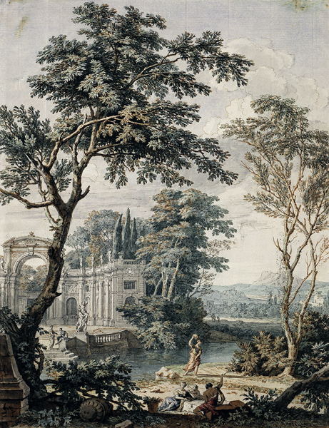 Arkardische Landschaft mit Palastarchitektur from Isaac de Moucheron