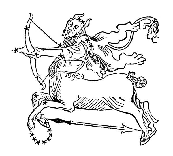 Sagittarius (the Centaur) an illustration from the 'Poeticon Astronomicon' by C.J. Hyginus, Venice from Scuola pittorica italiana