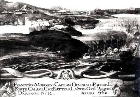 General Francesco Morosini (1618-94) Capturing Fort Calami, Crete from the Turks from Scuola pittorica italiana