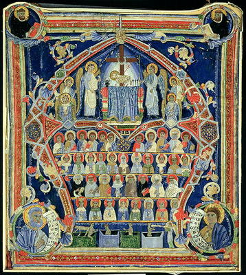 Historiated initial 'A' depicting The Last Judgement (vellum) from Scuola pittorica italiana
