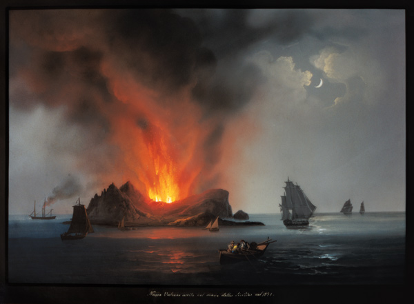 New Volcano Erupting from the Sea around Sicily in 1831 from Scuola pittorica italiana