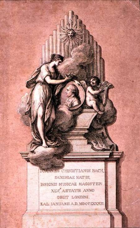Monument to Johann Christian Bach (1735-) engraved by Francesco Bartolozzi (1727-1815) from Scuola pittorica italiana