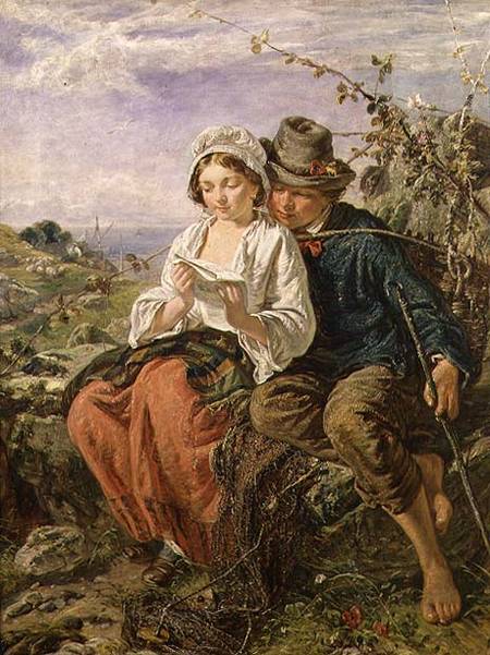 A Wood Gatherer and a Girl Reading from Scuola pittorica italiana