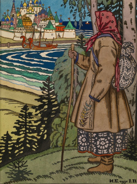 Peasant Girl. Illustration to the book "Contes de l'Isba" from Ivan Jakovlevich Bilibin