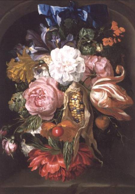 Still Life with a Swag of Fruit and Flowers hanging in a Niche from Jacob Rootius