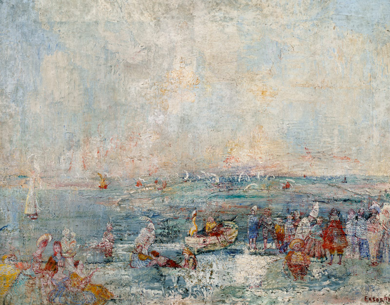 Der Karneval am Strand, 1887, von James Ensor (1860-1949), Öl auf Leinwand, 54x69 cm. Belgien, 19. J from James Ensor