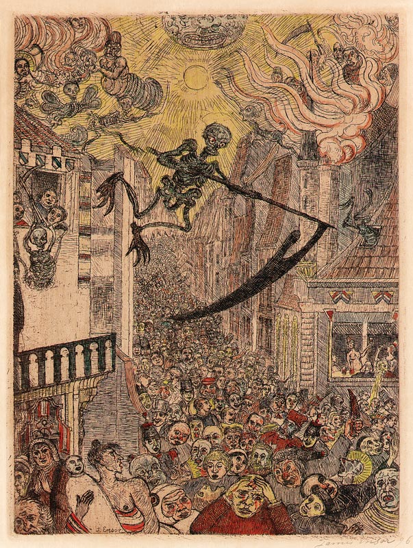 Tod, der die Herde der Menschen verfolgt, 1896 from James Ensor