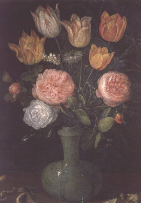 Vase of Flowers with Diamonds on the Table from Jan Brueghel d. Ä.