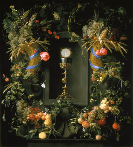 Kelch und Hostie, umgeben von Fruchtgirlanden from Jan Davidsz de Heem