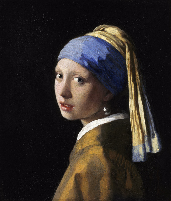 Das Mädchen mit der Perle - Versandfertiges Ölgemälde auf Keilrahmen (40x47cm) from Jan Vermeer van Delft