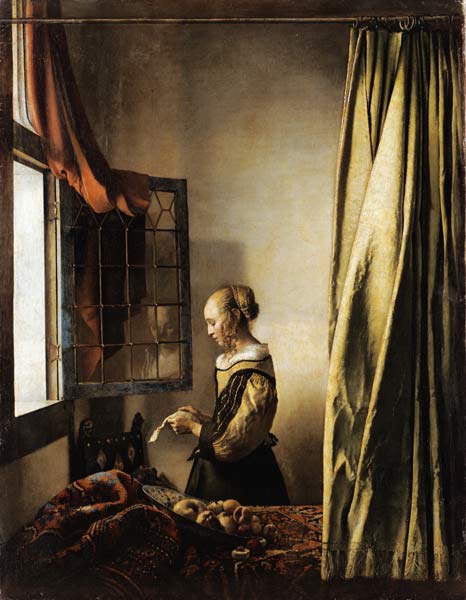 Brieflesendes Mädchen am offenen Fenster from Jan Vermeer van Delft
