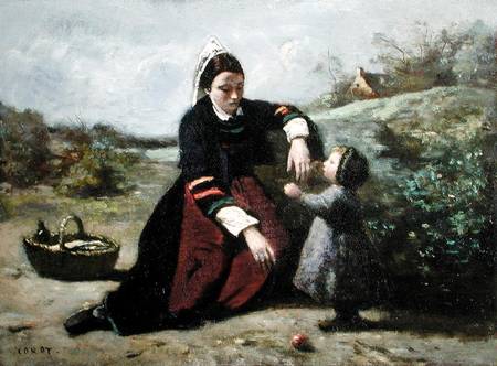 Breton Woman and her Little Girl from Jean-Babtiste-Camille Corot