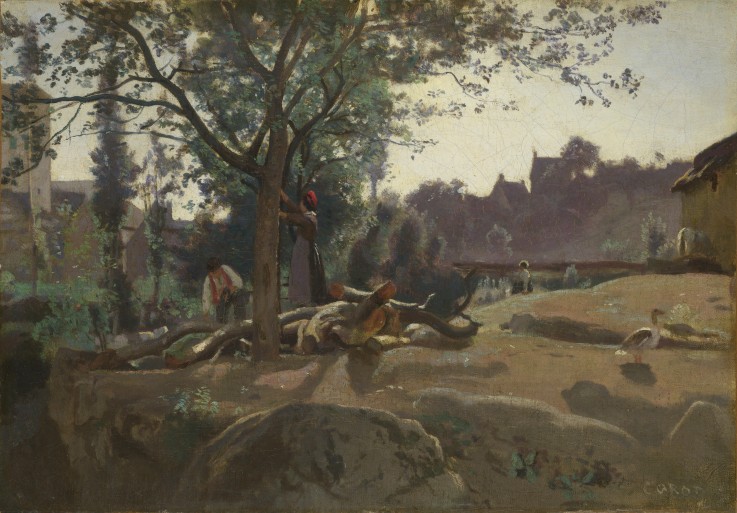 Peasants under the Trees at Dawn from Jean-Babtiste-Camille Corot