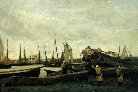 Treport - A Quay from Jean-Babtiste-Camille Corot