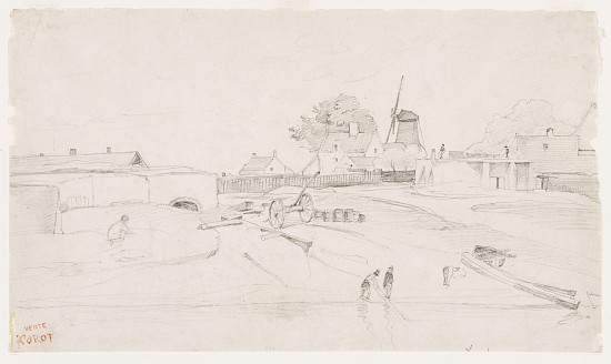 Windmill at Dunkirk from Jean-Babtiste-Camille Corot