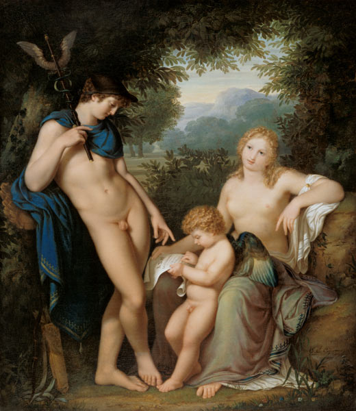 Der Unterricht Amors durch Venus und Merkur from Jean-Baptist-Claude Gagneraux