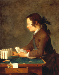 Junges Mädchen (junger Knabe?) baut ein Kartenhaus. from Jean-Baptiste Siméon Chardin
