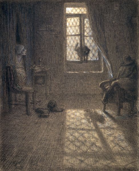 J.Millet, Cat at the Window, c.1857- 58. from Jean-François Millet