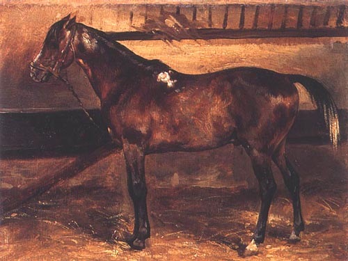 Braunes Pferd im Stall from Jean Louis Théodore Géricault