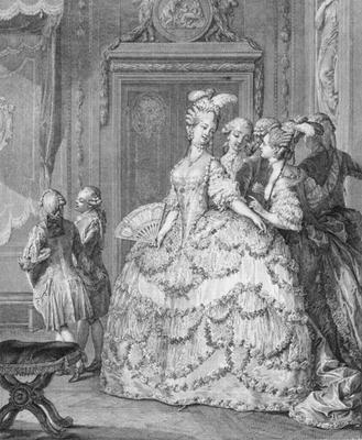 The Queen's Lady-in-Waiting, engraved by P.A. Martini (1739-97) from Jean Michel the Younger Moreau