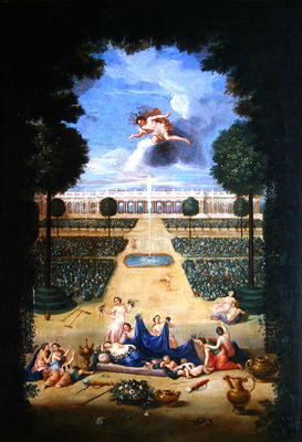 The Groves of Versailles. View of the parterres of Trianon with Flora and Zephyr (oil on canvas) from Jean the Younger Cotelle