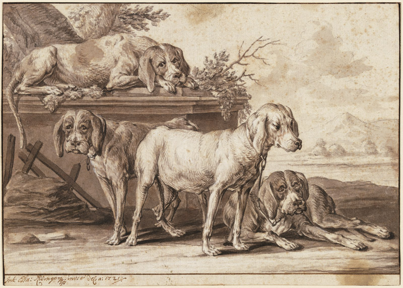 Vier Jagdhunde from Johann Elias Ridinger