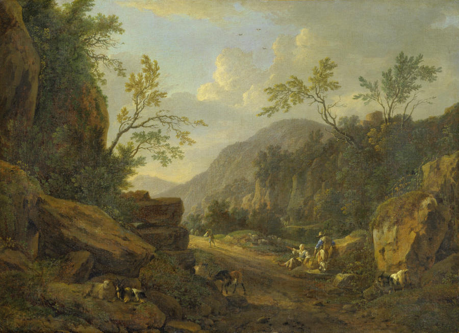 Felsige Landschaft im Abendlicht from Johann Franciscus Ermels
