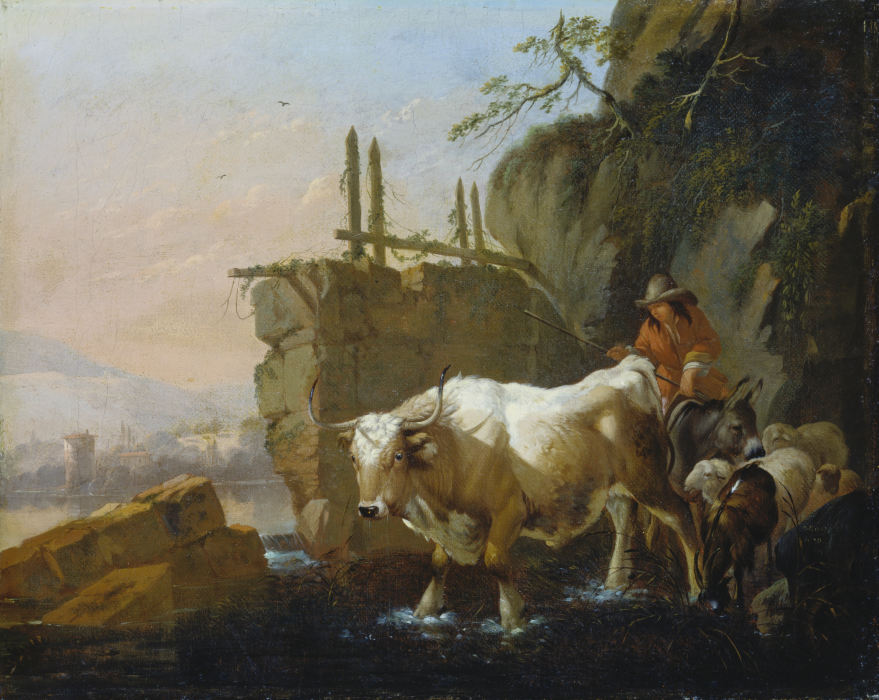 Hirten mit Vieh an einer Furt from Johann Heinrich Roos