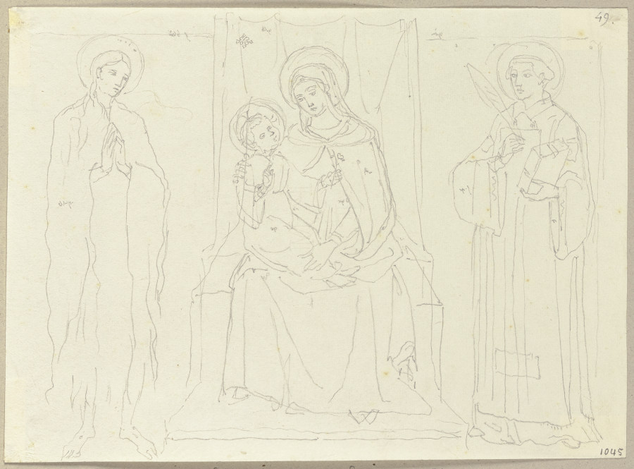 Thronende Madonna mit Kind, Maria Magalena und einem Heiligen alla Compagnia dei Cimatori della Lana from Johann Ramboux