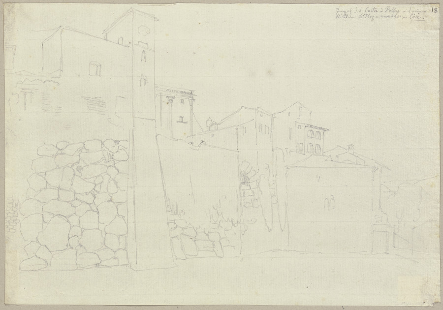 Zyklopenmauern in Cori, nebst einem Teil des Tempels von Castor und Pollux (Aedes Castoris) from Johann Ramboux