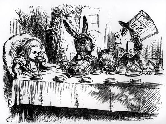 The Mad Hatter's Tea Party, illustration from 'Alice's Adventures in Wonderland', by Lewis Carroll, from John Tenniel