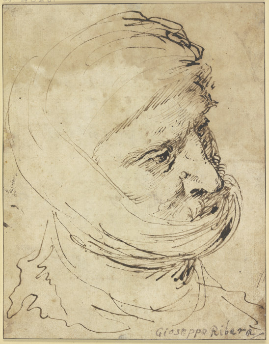Bärtiger Kopf, ein Tuch um das Kinn gebunden from José (auch Jusepe) de Ribera