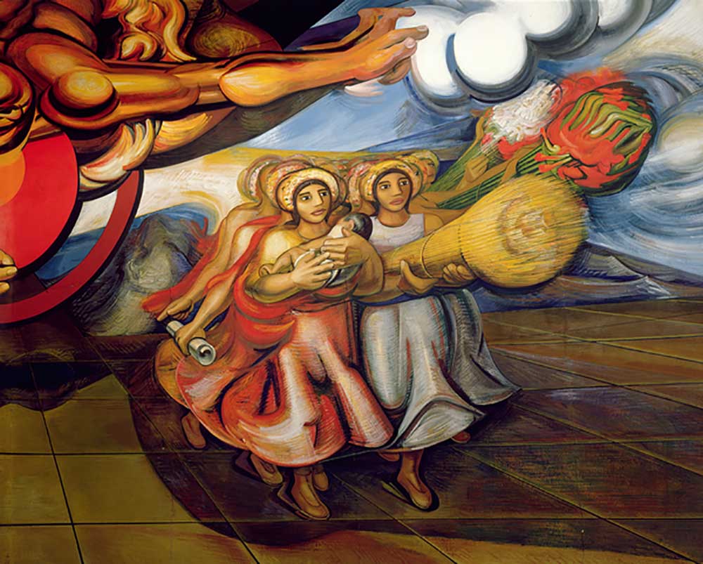 Mexikanische Frauen, mit ihren Kindern und den Produkten ihrer Arbeit, marschieren, um ihre Rechte a from José Clemente Orozco