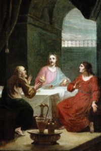 Christus in Emmaus, das Brot brechend. Entwurf für ein Altargemälde from Joseph Hauber
