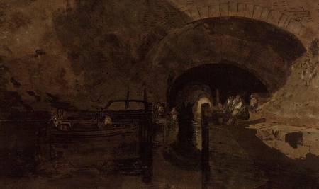 Men and barges at tunnel entrance from William Turner