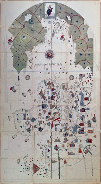 Map of the Old and New Worlds, c.1500 from Juan de la Cosa