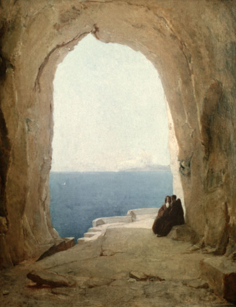 Grotto with Two Monks... from Karl Eduard Ferdinand Blechen