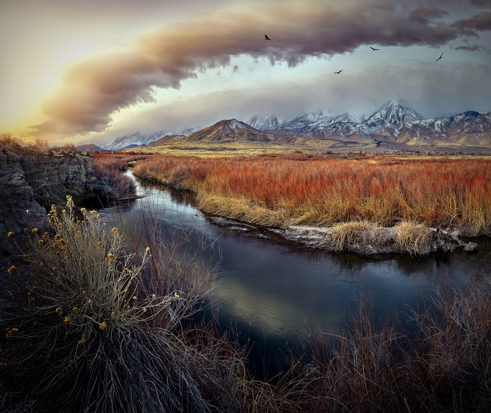 Owens River bei Sonnenaufgang from Kirbyturnage