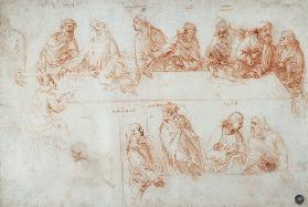 Preparatory drawing for the Last Supper (sepia ink on linen paper)