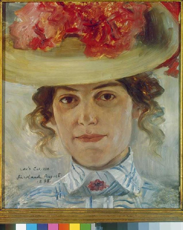 Portrait Frau Halbe mit Strohhut. from Lovis Corinth
