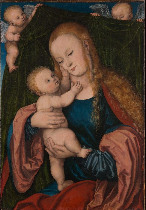 Madonna mit Kind vor einem von Engeln gehaltenen Vorhang from Lucas Cranach d. Ä.