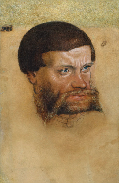 Portrait thought to be of John the Steadfast, Elector of Saxony, (crayon & w/c) from Lucas Cranach d. Ä.