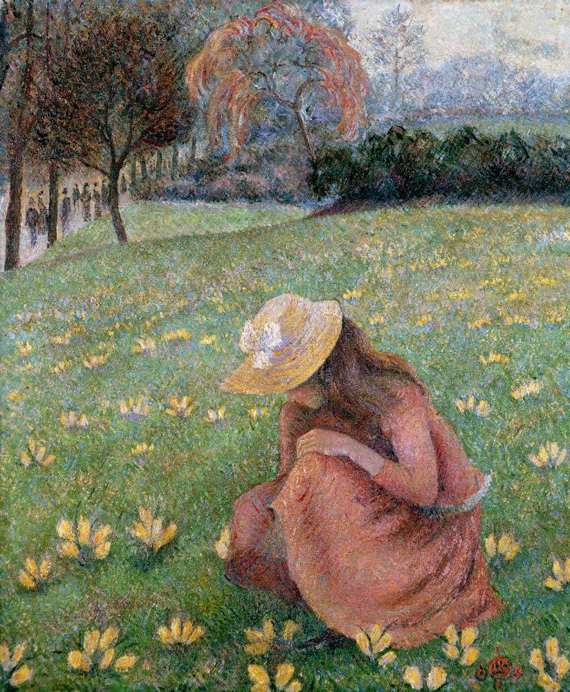 Frühlingslandschaft mit blühenden Krokus from Lucien Pissarro