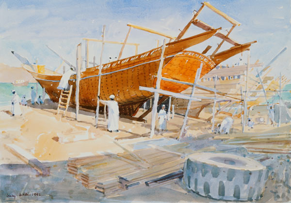 Dhow Yard, Sur, 1992 (w/c)  from Lucy Willis