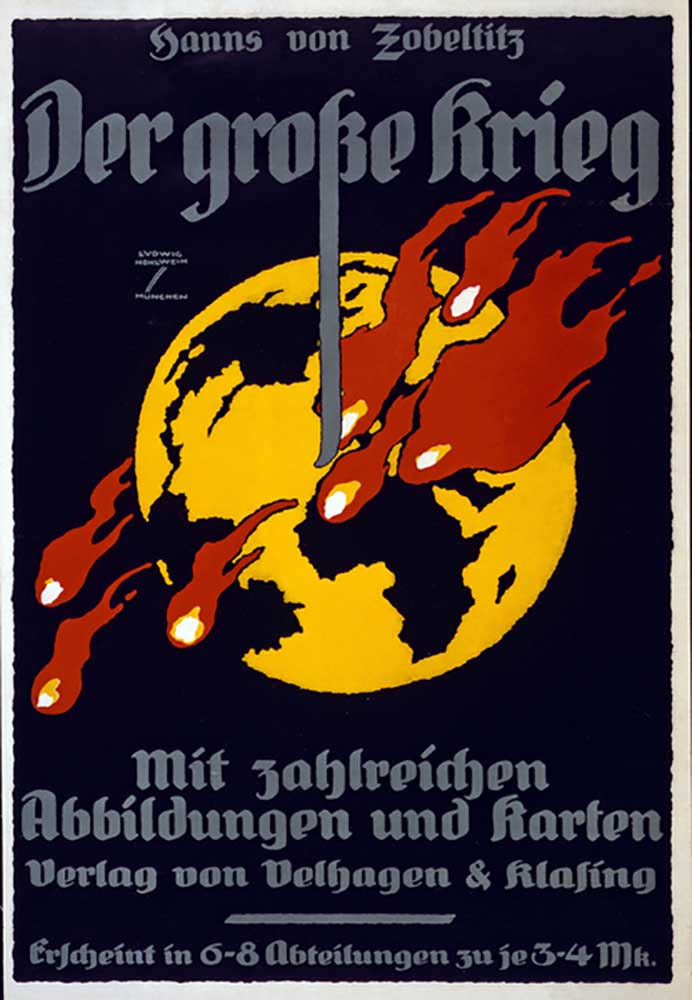 Werbung für Der Große Krieg von Hanns von Zobeilitz, Kneipe. 1916 from Ludwig Hohlwein